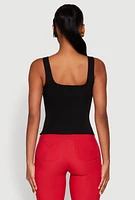 Womens Double Layer Square Neck Tank Top, S