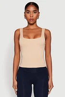 Womens Double Layer Square Neck Tank Top,