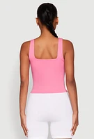 Womens Double Layer Square Neck Tank Top,