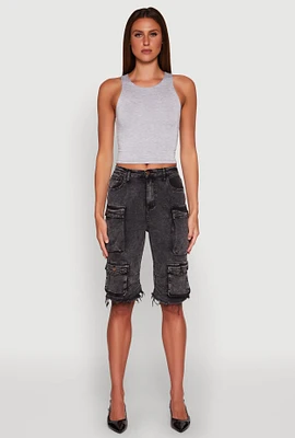 Womens Crew Neck Cropped Tank Top,