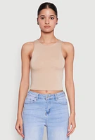 Womens Crew Neck Cropped Tank Top,