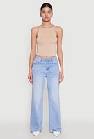 Womens Crew Neck Cropped Tank Top,