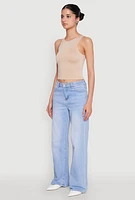 Womens Crew Neck Cropped Tank Top,