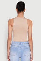 Womens Crew Neck Cropped Tank Top,
