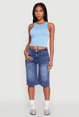 Womens Crew Neck Cropped Tank Top,