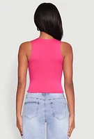 Womens Crew Neck Cropped Tank Top, Pink, Size M