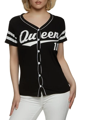 Womens Queen 10 Varsity Stripe Baseball Jersey,