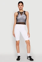 Womens Queen Champions Graphic Fishnet Crop Top,