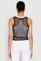 Womens Queen Champions Graphic Fishnet Crop Top,