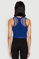 Womens Queen Champions Graphic Fishnet Crop Top, Blue,