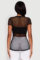 Womens Brooklyn Graphic Fishnet Tunic Top,