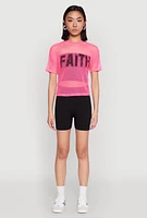 Womens Faith Fishnet Top, Pink, Size L