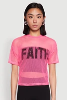 Womens Faith Fishnet Top, Pink, Size L