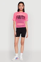 Womens Faith Fishnet Top, Pink, Size L