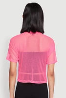 Womens Faith Fishnet Top, Pink, Size L