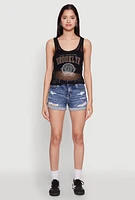 Womens Brooklyn Graphic Fishnet Tank Top, Black,