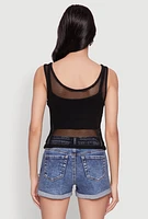 Womens Brooklyn Graphic Fishnet Tank Top, Black,