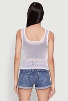 Womens Brooklyn Graphic Fishnet Tank Top, White, Size S