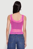 Womens Brooklyn Graphic Fishnet Tank Top, Pink, Size XL