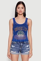 Womens Brooklyn Graphic Fishnet Tank Top,