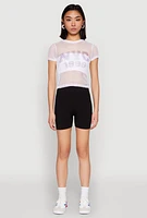 Womens NYC 1998 Fishnet Crop Top, White,