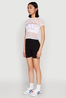 Womens NYC 1998 Fishnet Crop Top, White,