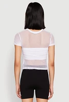 Womens NYC 1998 Fishnet Crop Top, White,