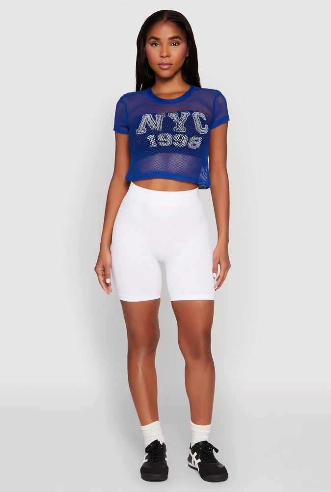 Womens NYC 1998 Fishnet Crop Top,