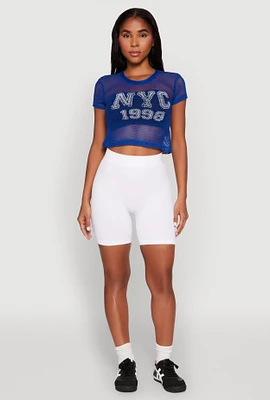Womens NYC 1998 Fishnet Crop Top,