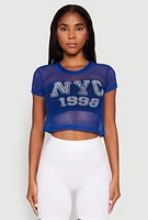Womens NYC 1998 Fishnet Crop Top,