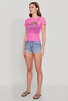 Womens Beverly Hills Fishnet Top, Pink, Size L