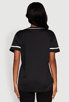 Womens Boss 94 Graphic Baseball Jersey, Black, Size S