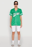 Womens Angel Baseball Jersey, Green, Size L
