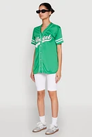 Womens Angel Baseball Jersey, Green, Size L