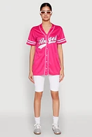 Womens Angel Baseball Jersey, Pink, Size S