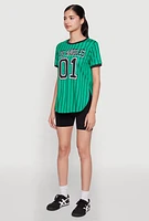 Womens Los Angeles 01 Pinstripe Baseball Jersey,