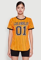 Womens Los Angeles 01 Pinstripe Baseball Jersey,