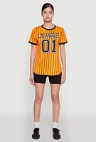 Womens Los Angeles 01 Pinstripe Baseball Jersey,