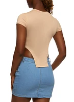 Womens Born To Ride Cropped Graphic Top, Beige, Size M