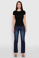Womens Seamless Crew Neck Short Sleeve Top, Black, Size L