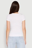 Womens Seamless Crew Neck Short Sleeve Top, White, Size S