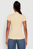 Womens Seamless Short Sleeve Mock Neck Top, M