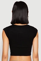 Womens Seamless Notch Neck Crop Top, M