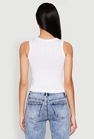 Womens Seamless Notch Neck Crop Top, White, Size S