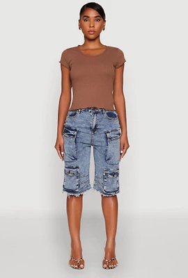 Womens Lettuce Edge Trim Basic Tee,