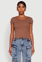 Womens Lettuce Edge Trim Basic Tee,