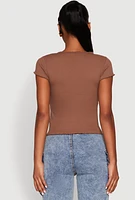 Womens Lettuce Edge Trim Basic Tee,
