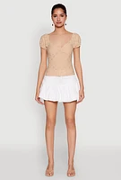 Womens Eyelet Knit Top, Beige, Size S