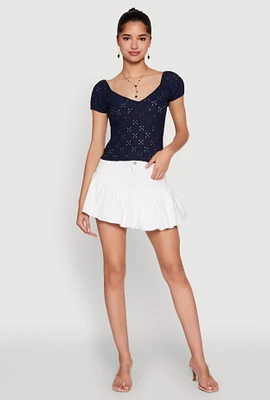 Womens Eyelet Knit Top,