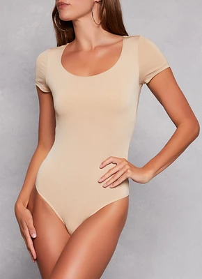 Womens Short Sleeve Scoop Neck Bodysuit,